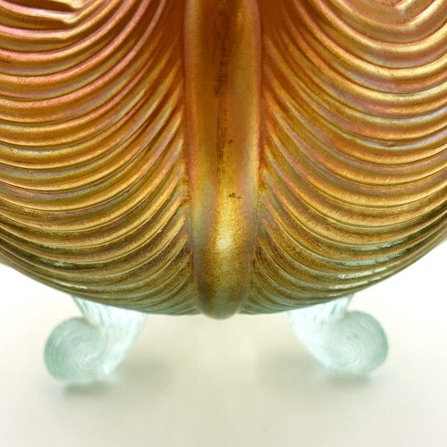Fenton Aqua Opalescent Carnival Drapery Rose Bowl Footed Candy Dish 3 Legs Vtg - Picture 3 of 13