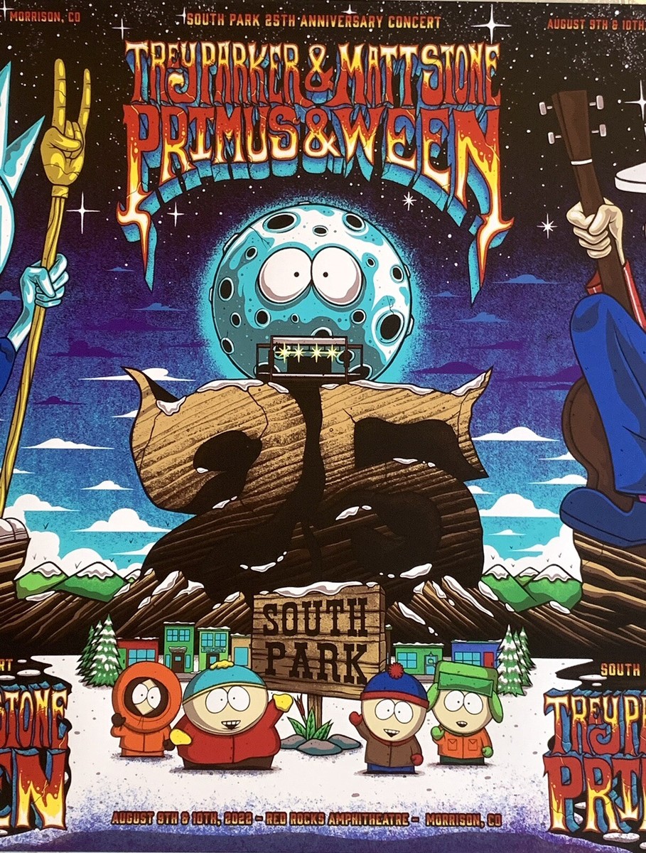 South Park 25th Anniversary Poster triptych 2022 red rocks jim