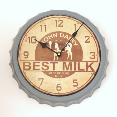 Wanduhr Best Milk mit Quarzwerk Batteriebetrieben Kronkorken Design Küchenuhr