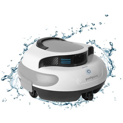 Robotic Pool Cleaner, Cordless Pool Automatic Vacuum with Dual Motors, POOLPURE