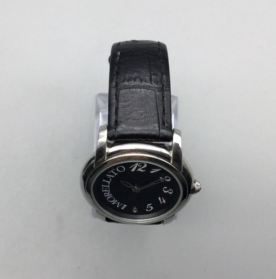 Reloj Morellato Mujer Diamante 34mm Tono Plata Correa Cuero Negro Batería Nueva Foto 3 de 4