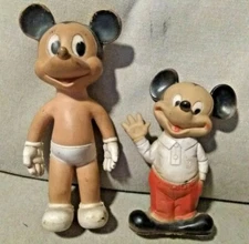 Lot of 2 Vintage Disney Mickey Minnie Mouse Sun Rubber Company USA Toy 10" 