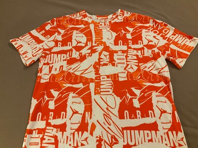 Nike Air Jordan White Orange T-shirt Medium Graffiti Retro 11 xi Jumpman | eBay