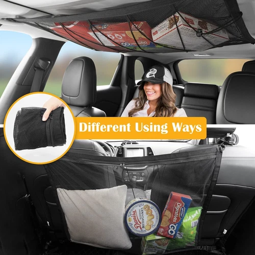For Dodge Accessories Double Layer Roof Top Ceiling Cargo Net Pocket Mesh Bag - Picture 8 of 13