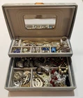 Old Jewelry Box Full of Costume Jewelry, Most Vintage, Some Modern All Wearable