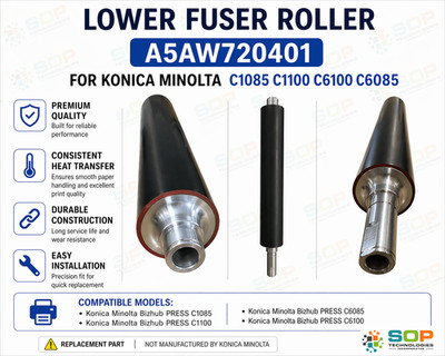 Replacement Lower Fuser Roller For Bizhub C1085 A5AW720401 C1100 C6100 C6085