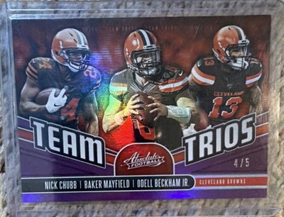 2019 Panini Absolute Team Trios Chubb Beckham Mayfield TT-CB Purple /5 Browns