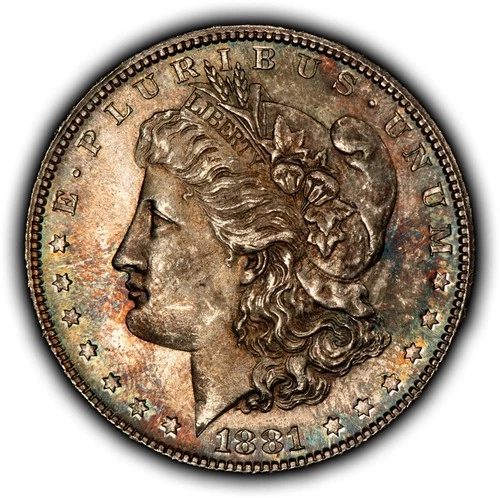 1881-S $1 Morgan Silver Dollar - PQ Rainbow Pattern Toning - BU - VIDEO - D7004