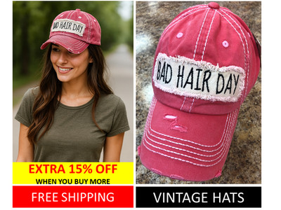 [ BAD HAIR DAY Hat ] Girl's VINTAGE HAT Baseball Cap Lady's Hat [ KB ETHOS ]
