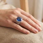 925 Sterling Silver White Gold Rings Charming Vivid Blue Sapphire Round 10.95Ct