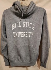 Vntg Ball State University Hoodie Sweatshirt Men’s  Small Y2K  Gray Cardinals