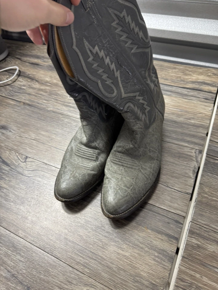 Botas de Vaquero Occidentales Delgadas Panhandle Años 90 Exóticas Gris Piel de Tiburón Para Hombres 9.5D Foto 2 de 4
