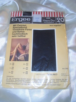 VINTAGE Ergee Happy Day RHT Nylons Feinstrumpfhose Gr. 38-40 schwarz 20 DEN OVP