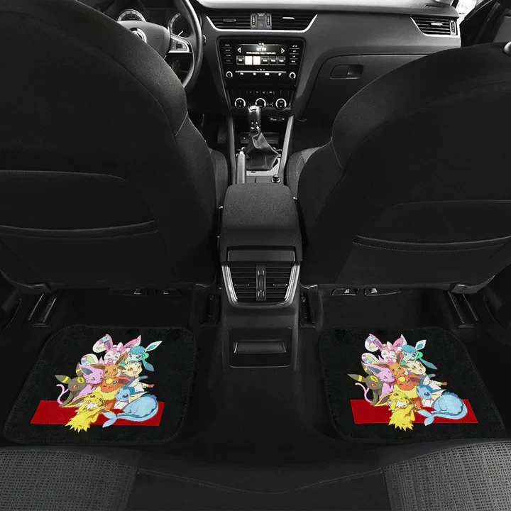 PKM Anime Car Floor Mats - Cute Chibi Eevee Evolution Together Accessories