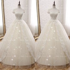 Wedding Dresses Off-the-Shoulder Lace Applique Full-Length Romantic Bridal Gown