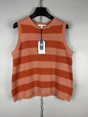 NEW Seasalt Cornwall Wool Knit Stripes Multicolor Casual Vest Gilet Size M / L