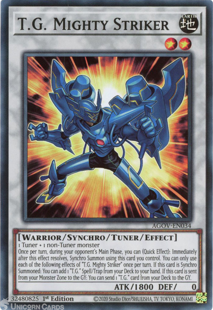 AGOV-EN034 T.G. Mighty Striker :: Super Rare 1st Edition YuGiOh Card