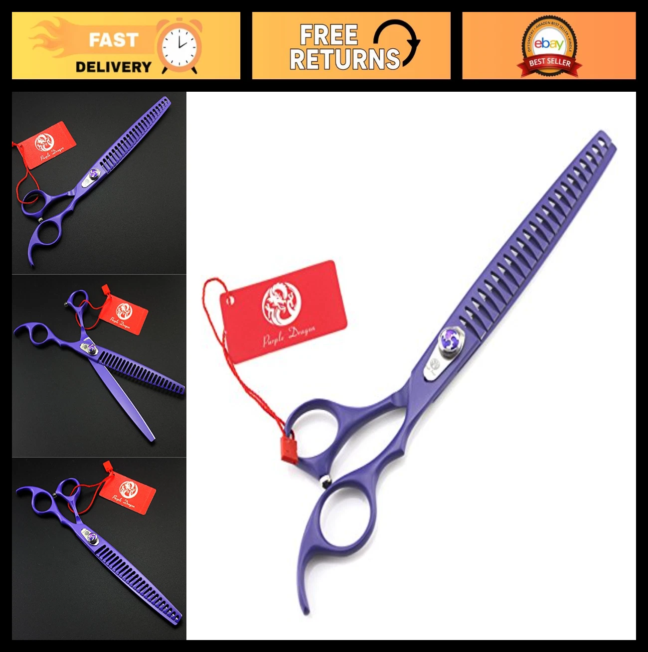 8" Professional Pet Grooming Scissors - Dog Chunker & Thinning Shears for Groome