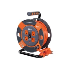 Link2Home Cord Reel 60 ft. Extension Cord 4 Power Outlets – 14 AWG SJTW Ca