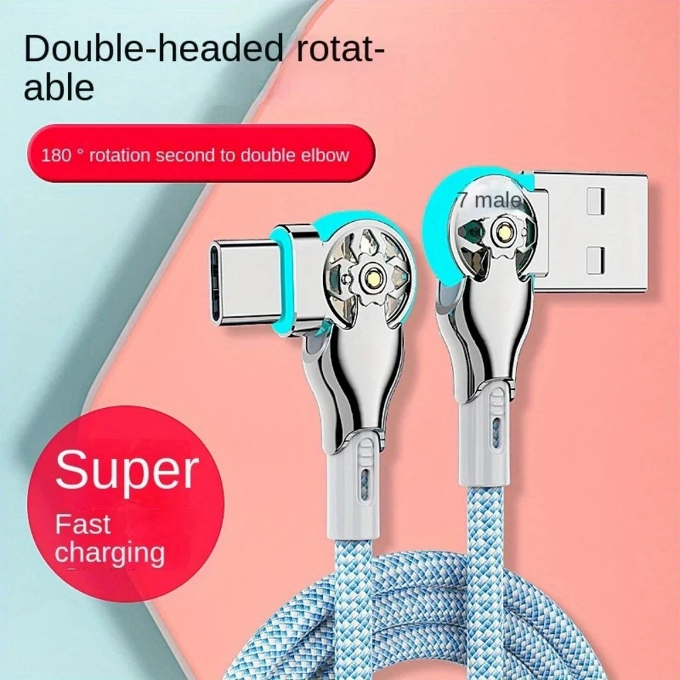 8PC Double bending rotary fast charging Type-C Universal Android Charging Cable - Image 3 of 4