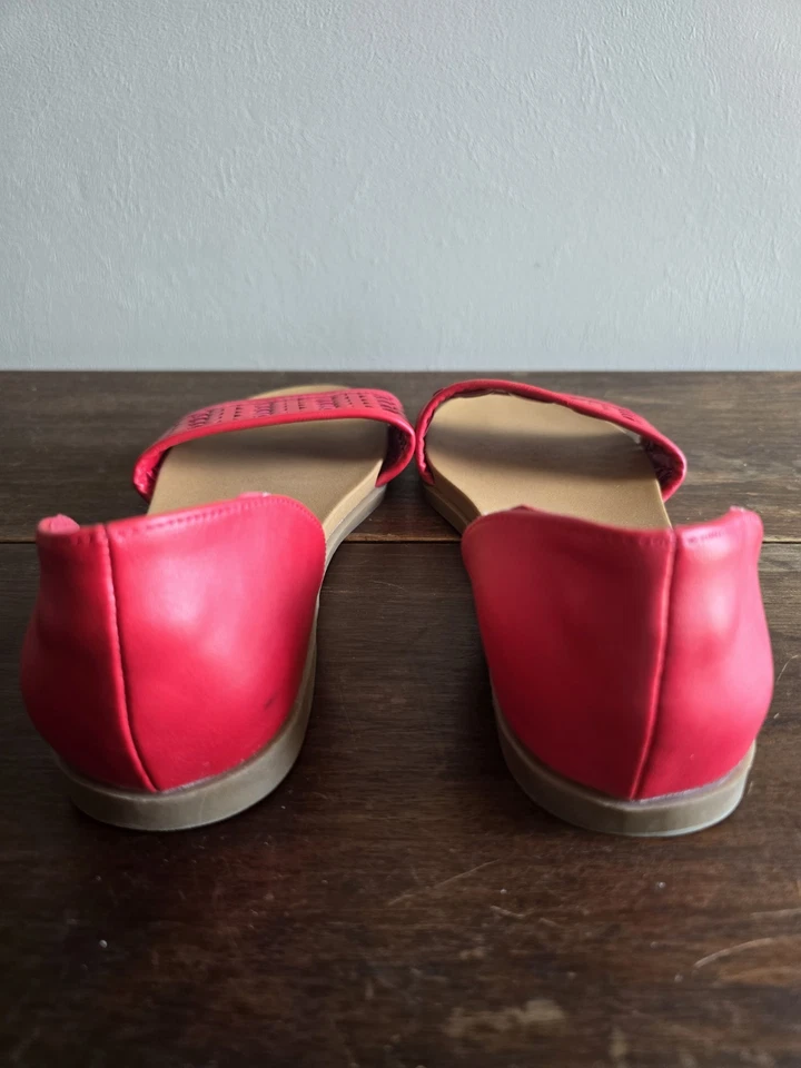 Sandalias de verano para mujer Andiamo rojas punta abierta sin cordones celosía talla 8M Foto 4 de 4