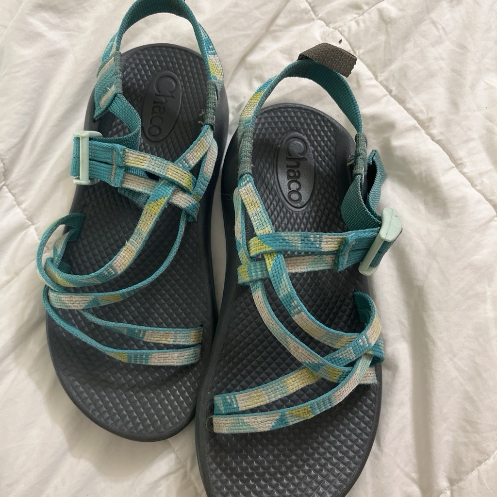 Chaco Women's Strappy Sandals Blue/Gray Adjustable Ankle Strap Buckle Sz 7 View 3