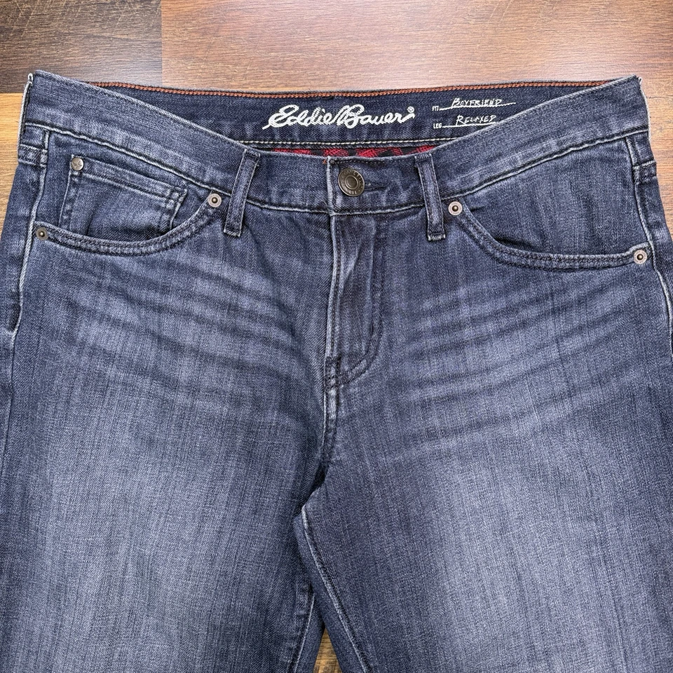 Eddie Bauer Boyfriend Jeans Womens 6 Petite Flannel Lined Mid Rise Stretch - Image 4 of 4