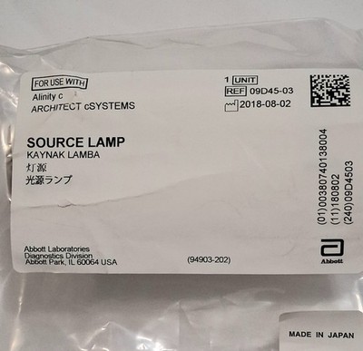 Source Lamp for ARCHITECT cSYSTEMS Alinity c REF 09D4503 12V 20W BM10-6125 F Gr1