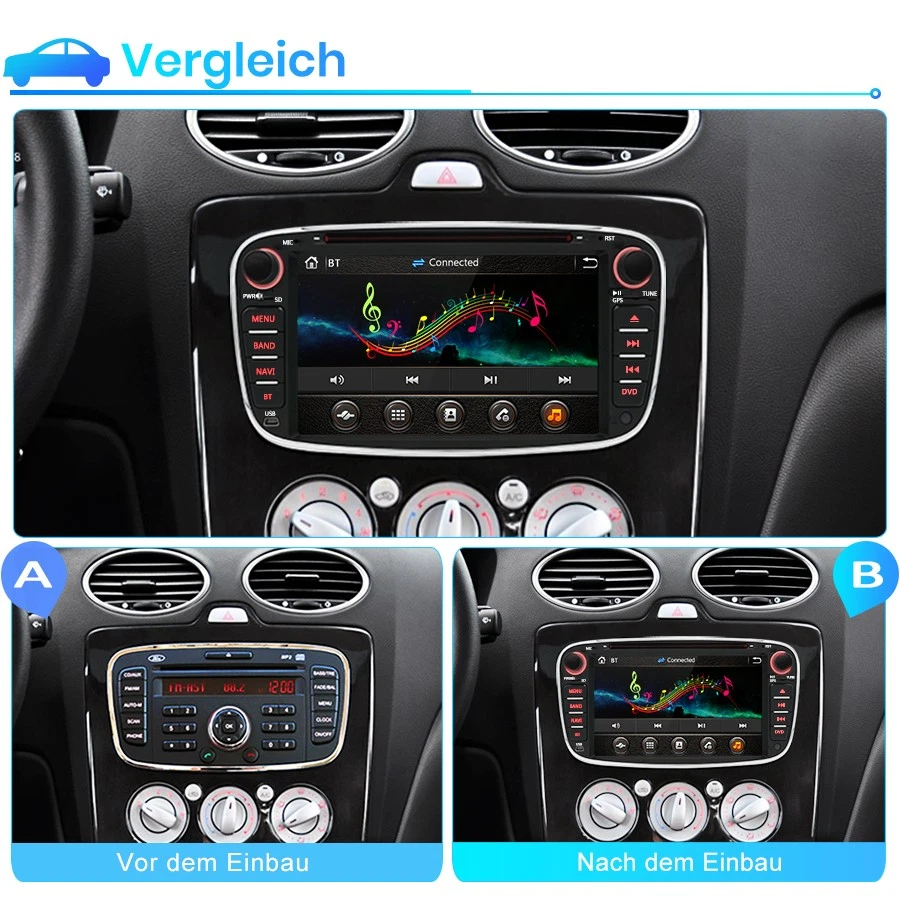 7" Autoradio DVD CD SAT NAV BT GPS DAB SWC Für Ford Mondeo Focus S-MAX Galaxy - Bild 2 von 4