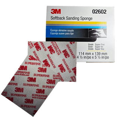 3M 02602 Grade 400 Superfine Softback Sanding Sponge, 4.5in x 5.5in, 20 per box