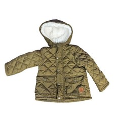 Little Me Boys Quilted Sherpa Lined Hooded Jacket Olive Green Size 24M