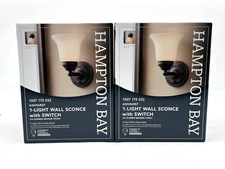 2 Pack Hampton Bay Ashurst 1-Light ORB Wall Sconce with Switch