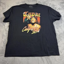 2Pac Shirt Mens 2XL XXL Black California Love Tupac Shakur Rap Tee Hip Hop Retro
