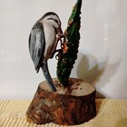 Wood Carved Bird - Style Sculpture Small Sparrow Joe Burnside signed — photo 2