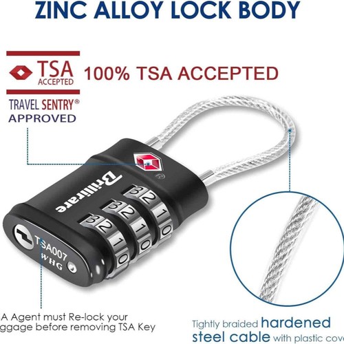2 Pack New TSA Approved Luggage Locks, Combination Travel Cable Lock Kits ^ - Picture 4 of 14