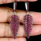 925 Sterling Silver Earrings Ruby Myanmar Round Diamond Cut Gemstone Jewelry