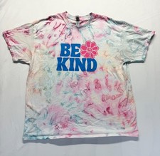 Gildan Heavy Cotton T Shirt Women Large Multicolor Tie Dye Graphic Print Be Kind