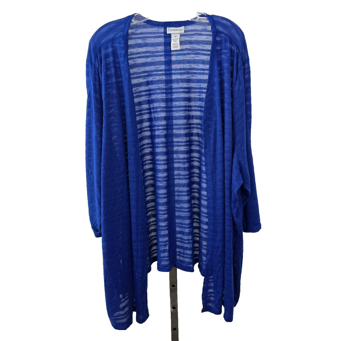 Catherines Open Front 3/4 Sleeve Cardigan Blue 5X