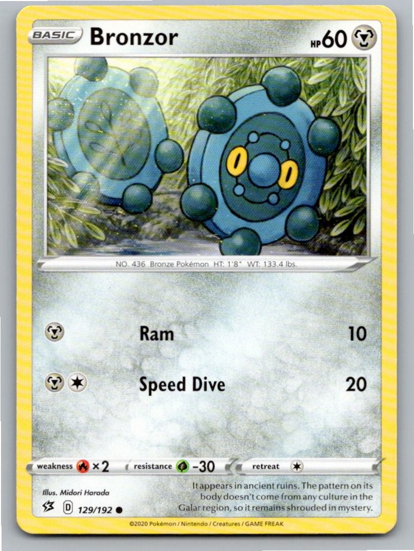 2020 POKEMON BRONZOR REBEL CLASH 129/192 COMMON NM A50237 FREE S&H