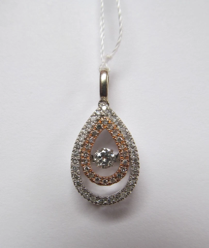 10 Kt. Colgante DIM lágrima dos tonos tamaño 15/16 pulgadas. (1,97 g) SOLO COLGANTE Foto 2 de 4