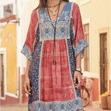 Sundance Bohemian Mini Dress Paisley Floral Embroidered S