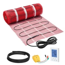 90 sqft Self-Adhesive Mesh Floor Heating Mat 120V with Thermostat