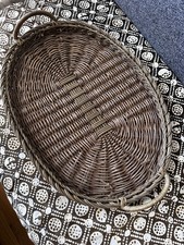 Country Farm Style Oval Woven Basket Tray with Handles