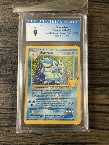 Pokémon Blastoise 2/102 Celebrations Classic Collection Base Set Holo CGC 9 Card