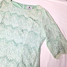 Dainty Jewells Maxi Dress Women XXL Mint Green Floral Lace 3/4 Sleeve Modest