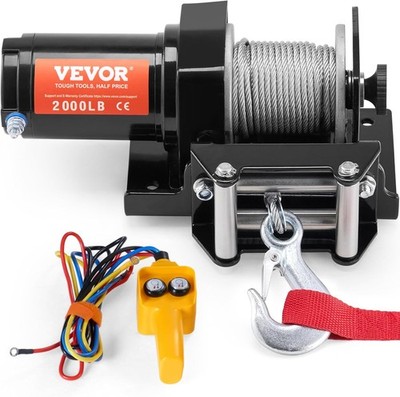 VEVOR ATV Winch, 2000 lb Electric Winch, 12V Small ATV UTV Winch with 5/32 in x