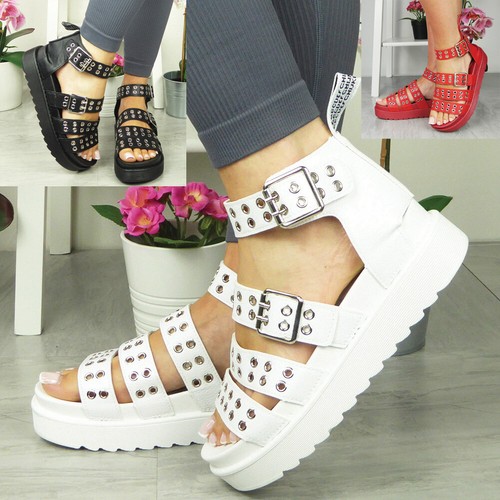 Sandals Gladiator Womens Flatform Strappy Summer Buckle Comfy Ladies Shoes Sizes