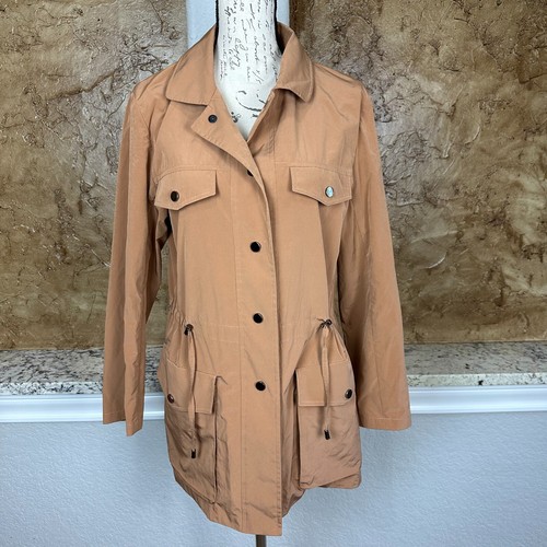 Cinzia Rocca Icons Jacket Womens 6 Zip/Snap Up Tan Utility Raincoat Adjustable - Picture 1 of 11