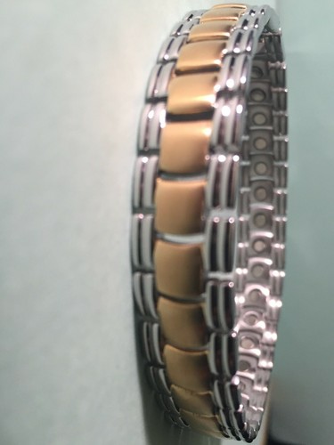 8.5" "SURGICAL STAINLESS STEEL MAGNETIC MAN BRACEELET SLIVER & GOLD (ADJUSTABLE - Picture 149 of 245