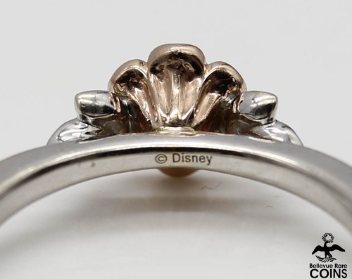 10k White & Rose Gold 0.10 CTW Diamond Band Enchanted Disney Princess Ring - Picture 10 of 12